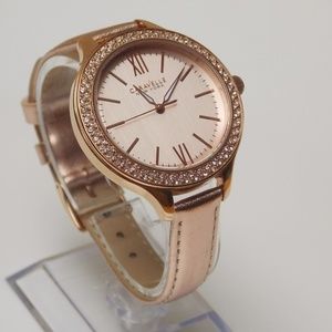 Caravelle Rose Gold Woman's Large Face Wristwatch